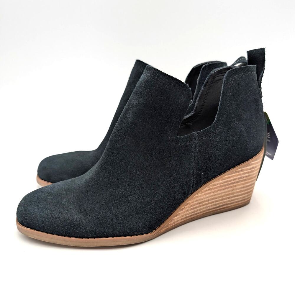 Toms Kallie Cutout Wedge Heel Bootie Round Toe Women's Black Size US8.5 EU39